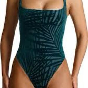 Naked Wardrobe Burnout Velvet Tank Bodysuit Green